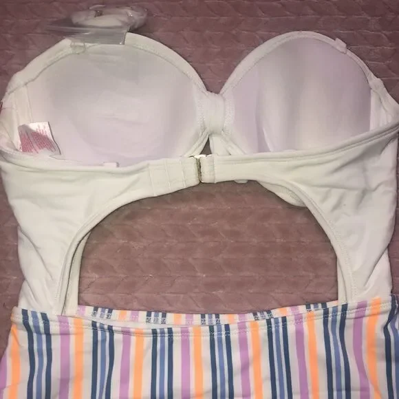 Xhilaration One Piece Monokini Striped Swimsuit - Picture 5 of 6